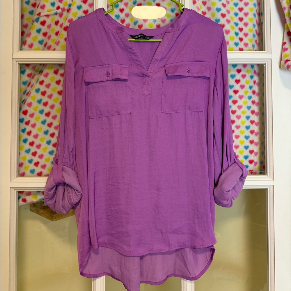 NWT Simply VERA Vera Wang Long Sleeve Lavender Blouse